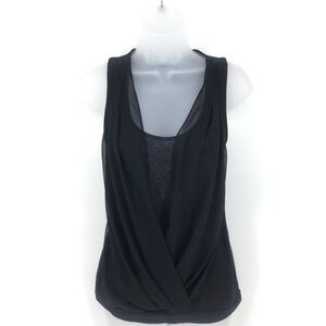 Express Faux‎ Wrap Tank Top Black Silver Striped Size S